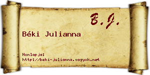 Béki Julianna névjegykártya